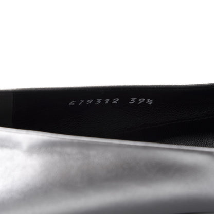 Balenciaga Metallic Calfskin BB Knife Pointy Toe Ballerina Flats 39.5 Silver Hardware 7 of 10