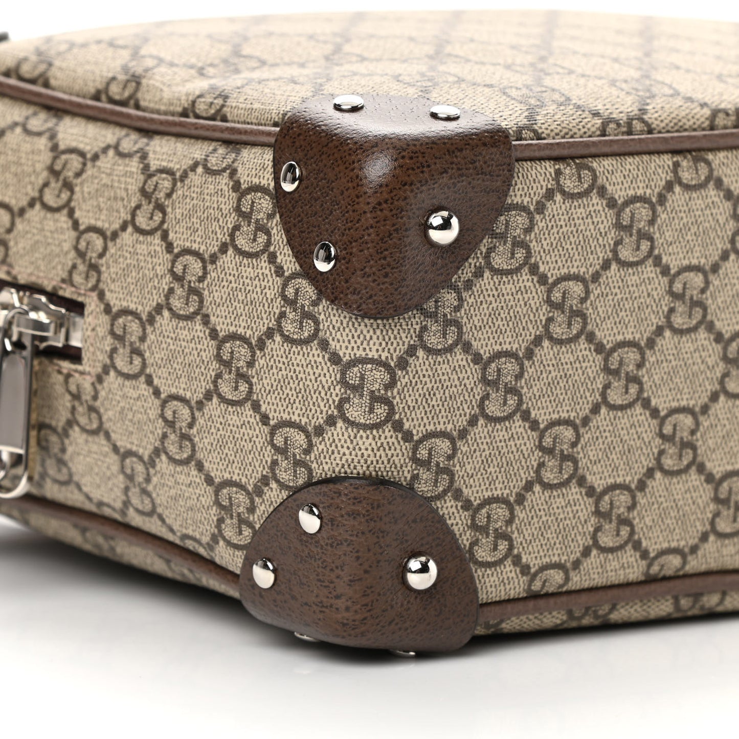 GG Supreme Monogram Textured Calfskin Square Messenger Bag Beige Ebony New Acero