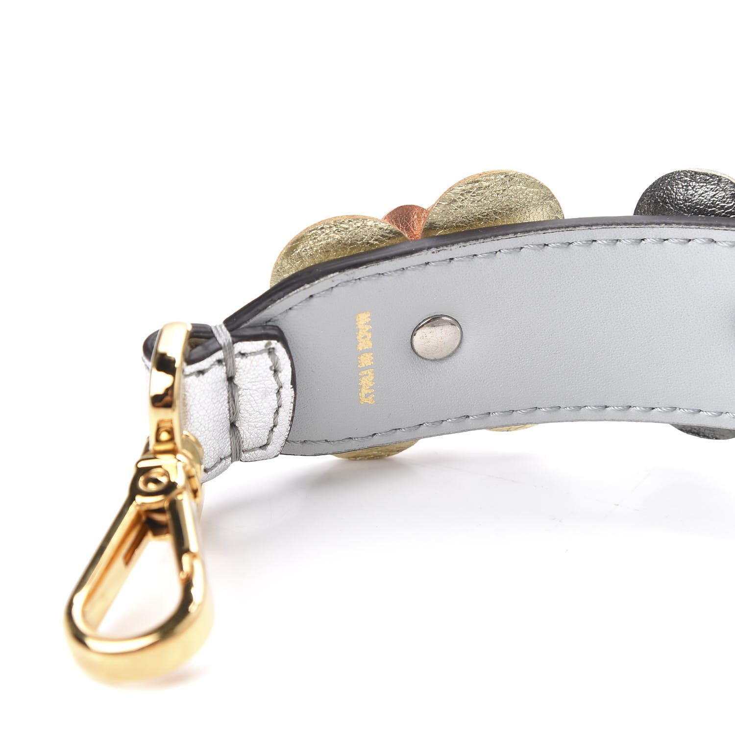 Fendi Vitello Catalan Mirror Flowerland Studded Mini Strap You Argento Multicolor 3 of 4