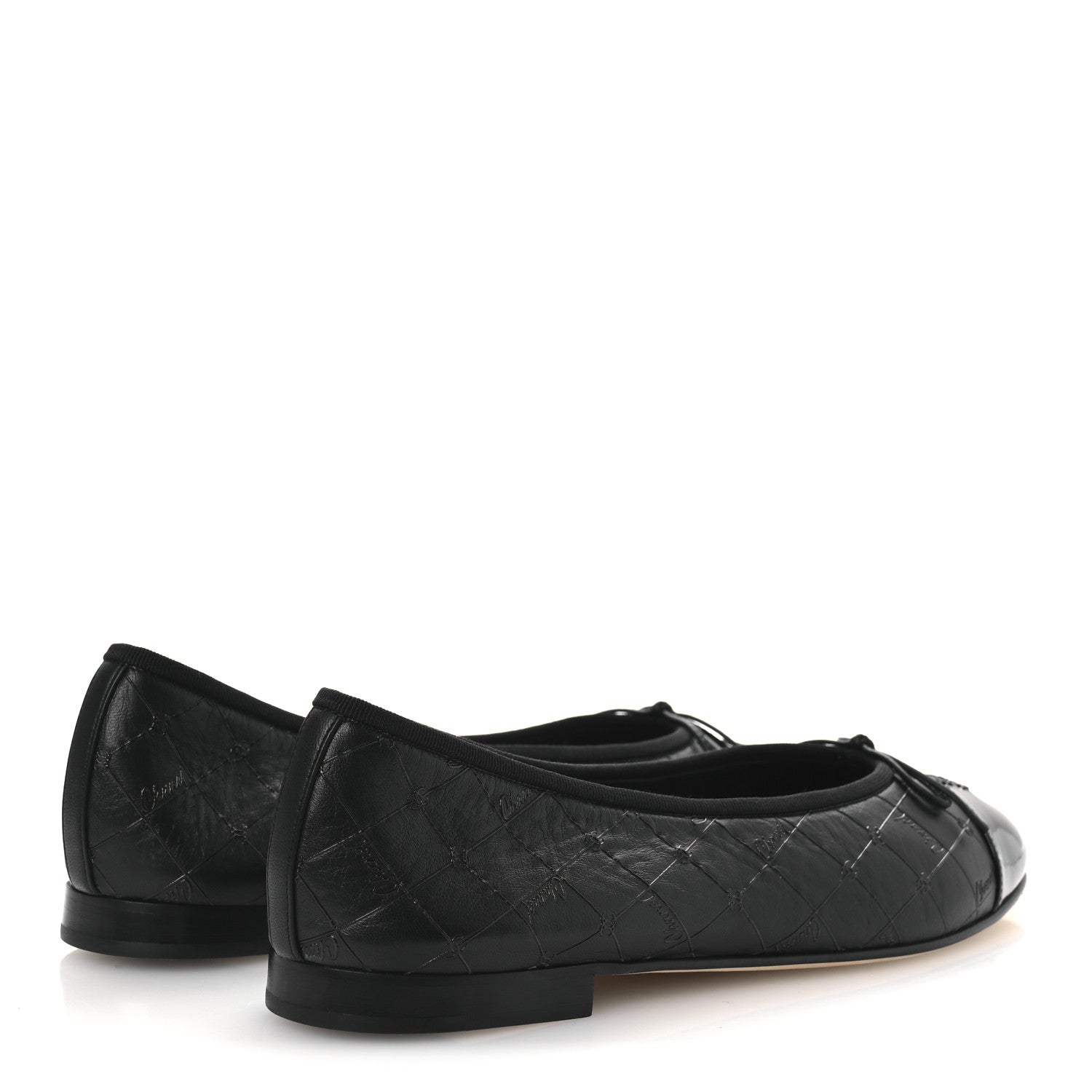 Chanel Printed Lambskin Patent Cap Toe Ballerina Flats 42 Black 5 of 11