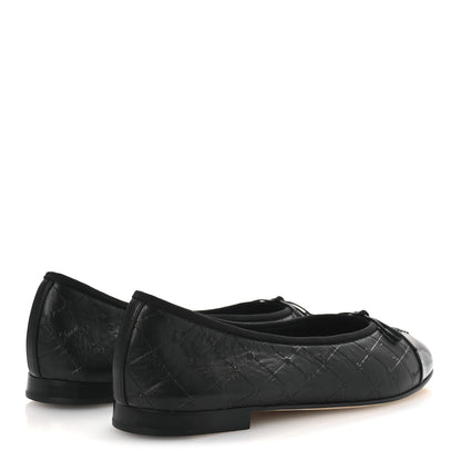 Chanel Printed Lambskin Patent Cap Toe Ballerina Flats 42 Black 5 of 11