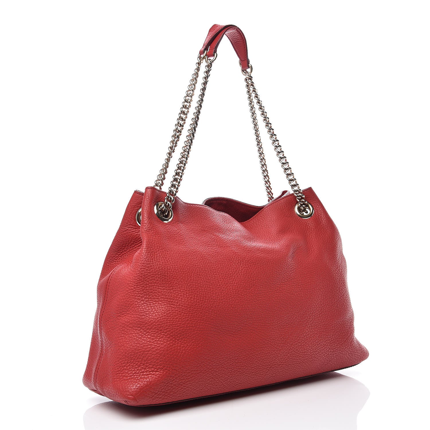 Gucci Pebbled Calfskin Medium Soho Chain Shoulder Bag Tabasco Red 3 of 18