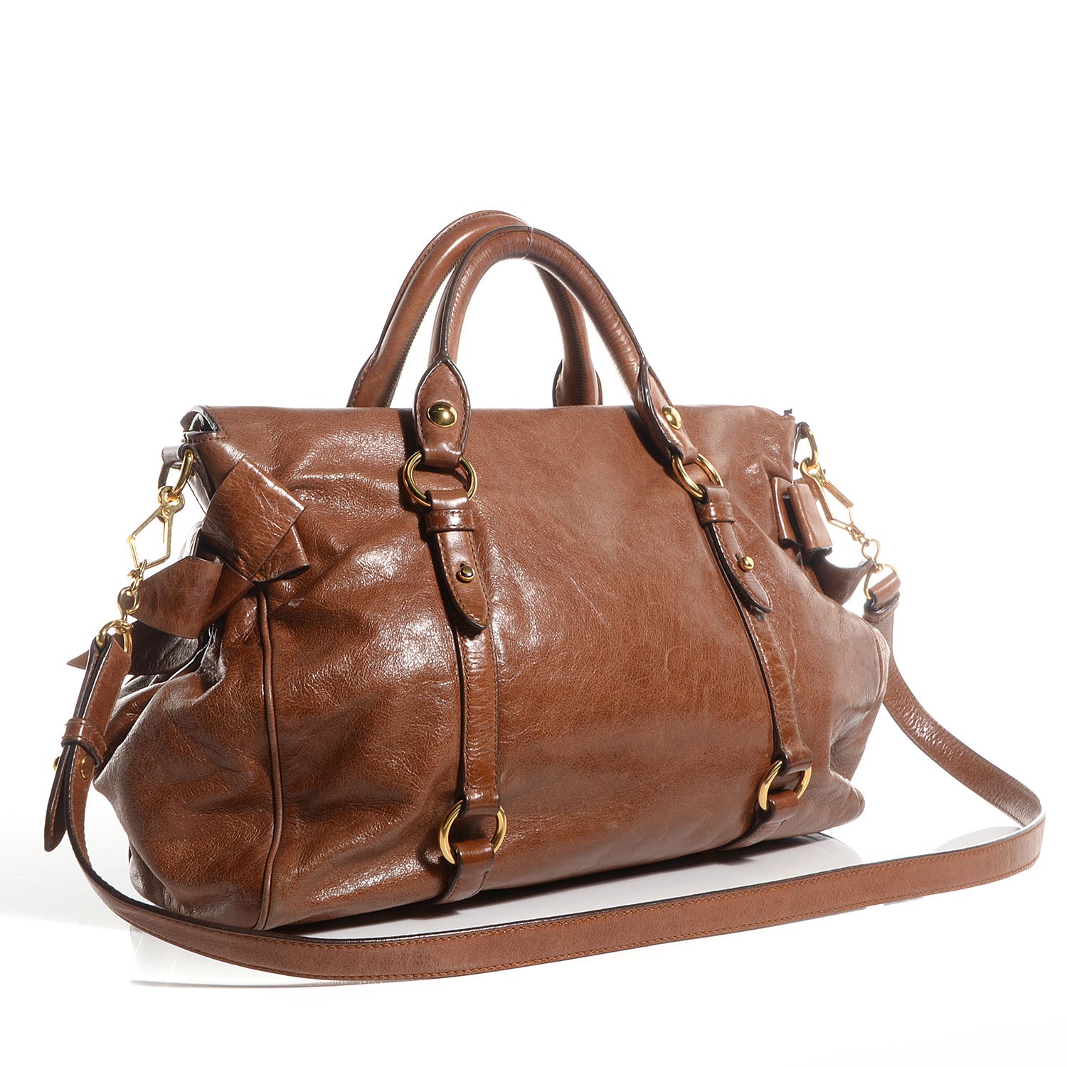 Miu Miu Vitello Lux Large Bow Bag Palissandro 3 of 9