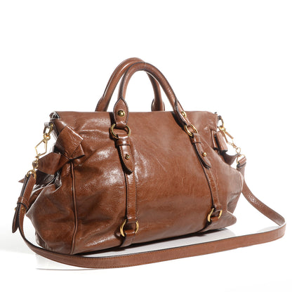 Miu Miu Vitello Lux Large Bow Bag Palissandro 3 of 9
