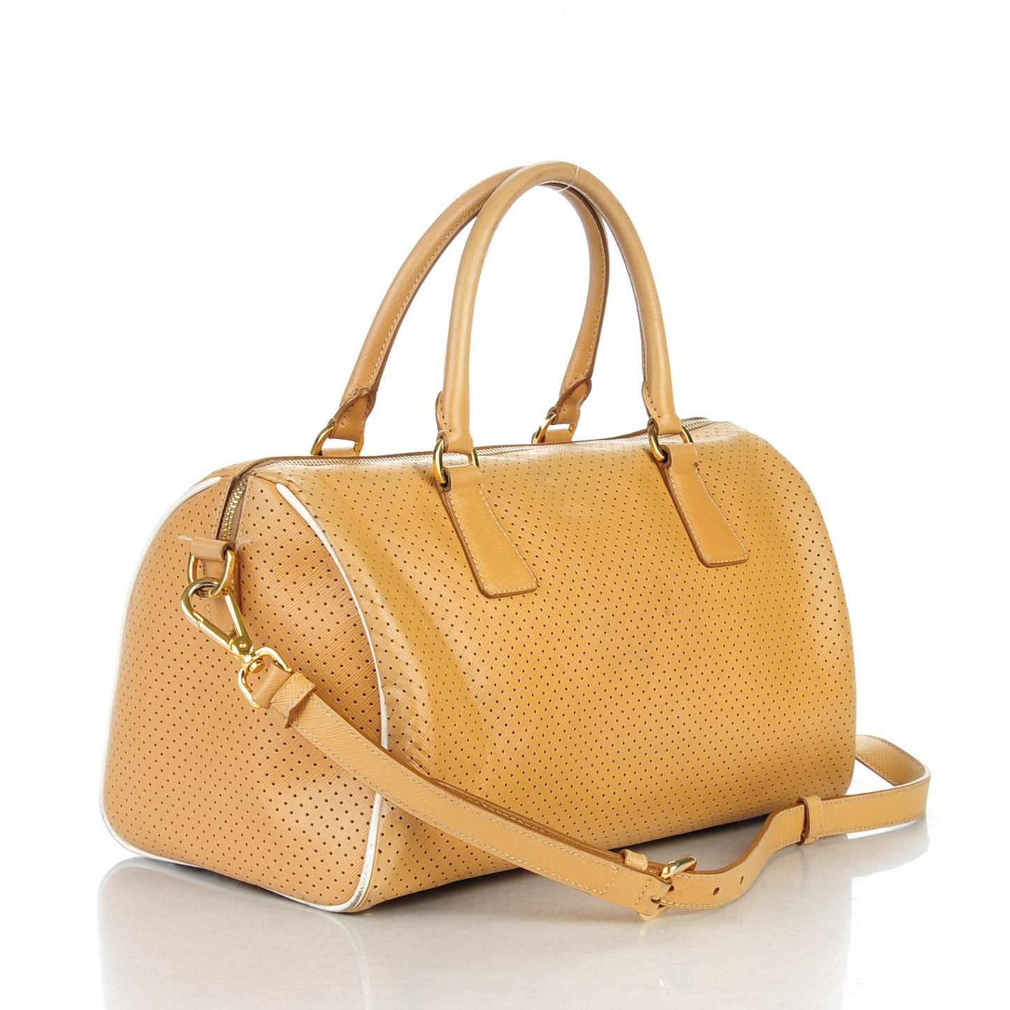 Saffiano Perforated Bauletto Cammello