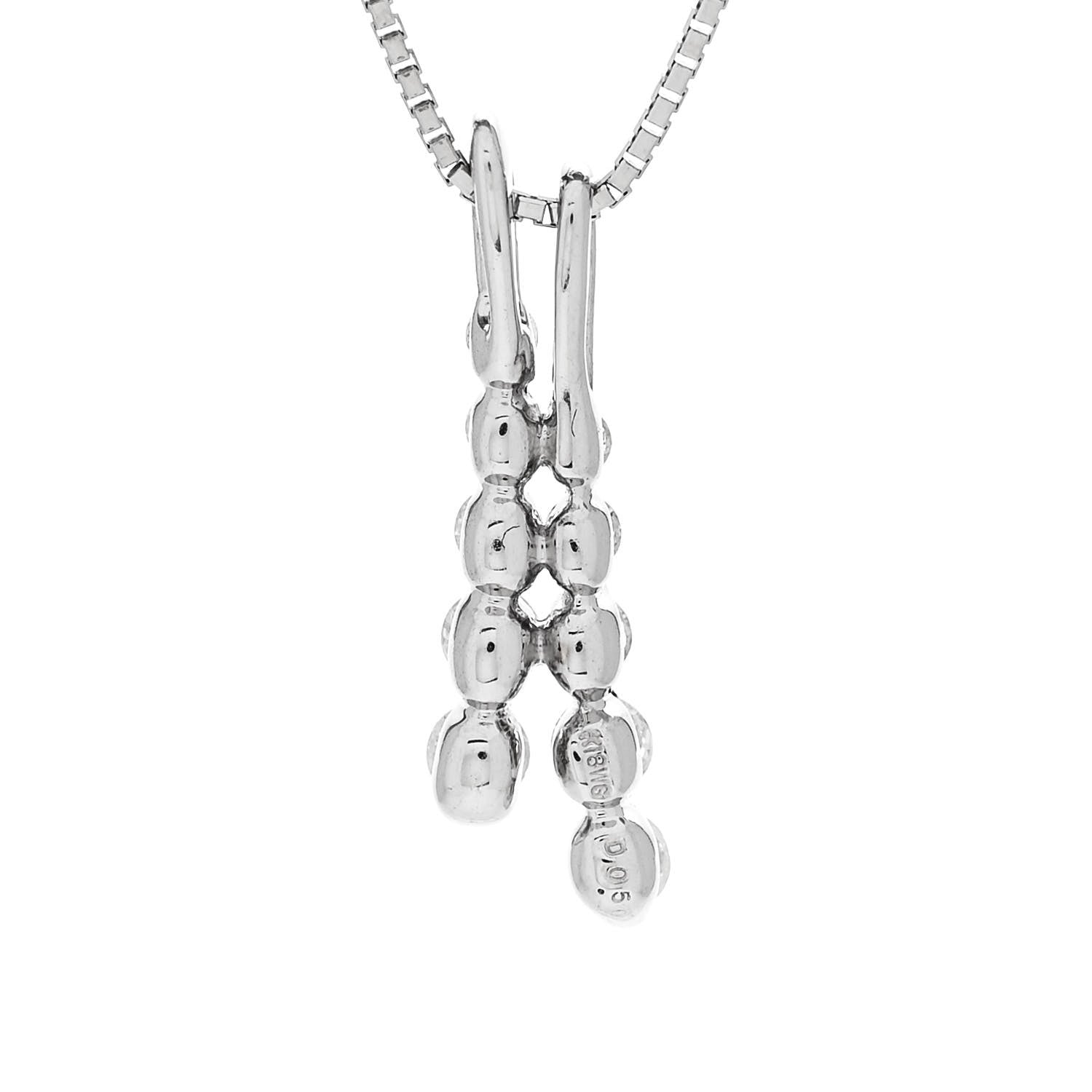 Parker & West by FASHIONPHILE 18K White Gold Diamond .50ctw Graduated Two Row Drop Pendant Necklace 5 of 6