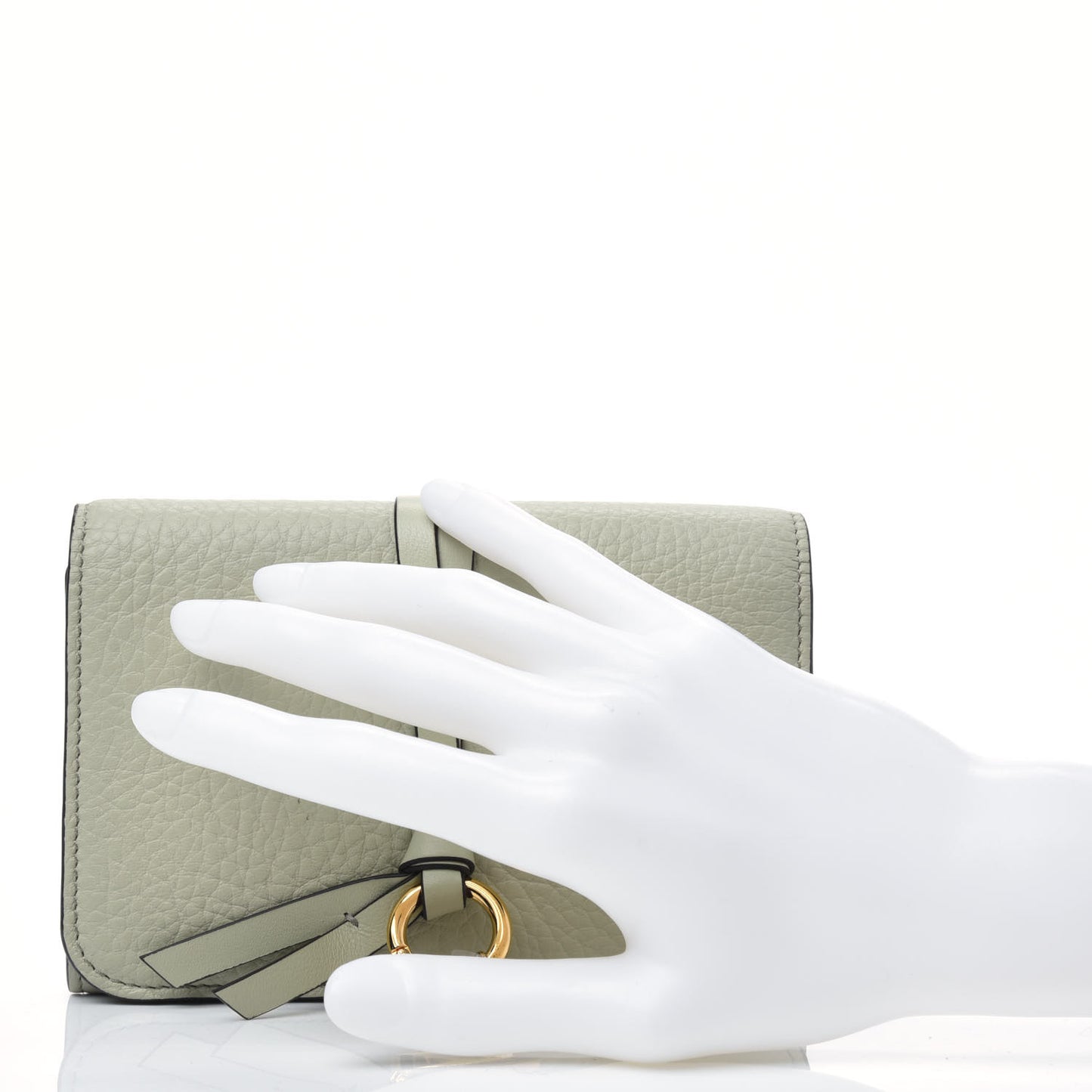 Calfskin Alphabet Compact Wallet Light Eucalyptus