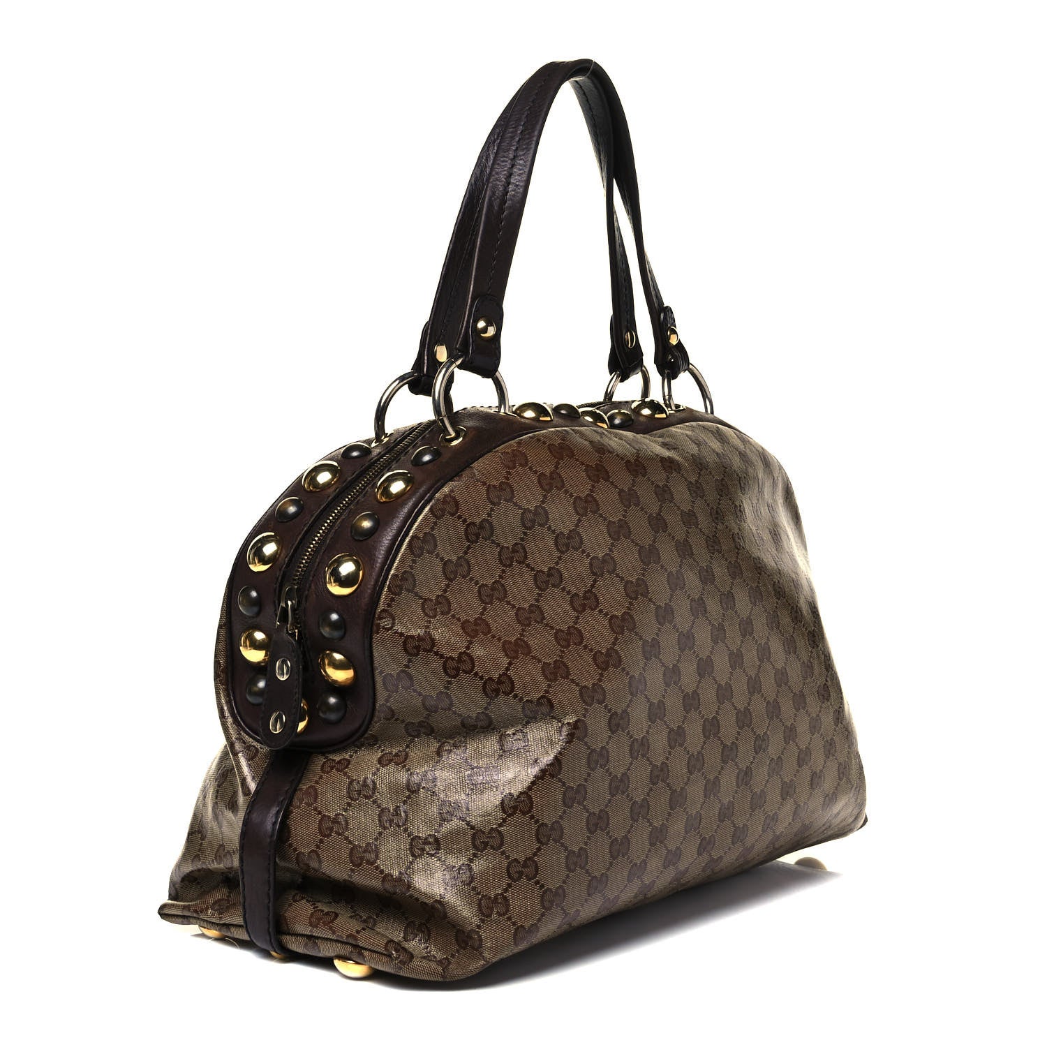 Gucci Crystal Monogram Large Babouska Dome Bag Brown 2 of 7