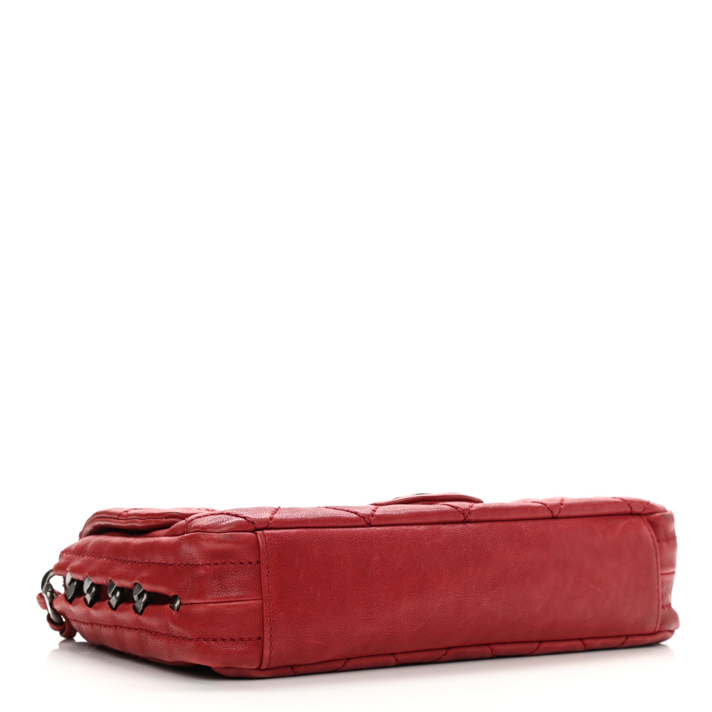 Calfskin Quilted Medium Modern Chain Flap Red