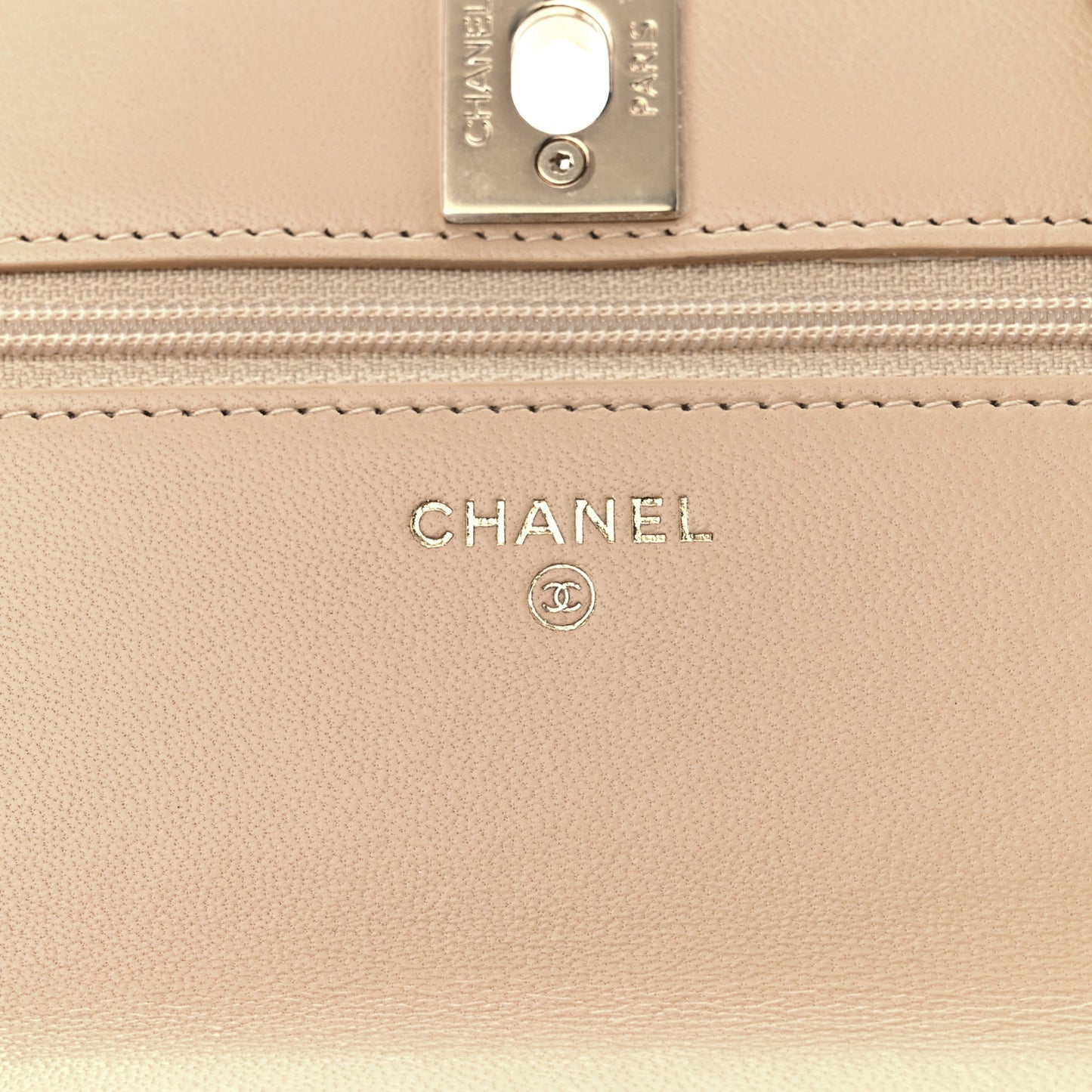 Lambskin Quilted Trendy CC Wallet On Chain WOC Beige