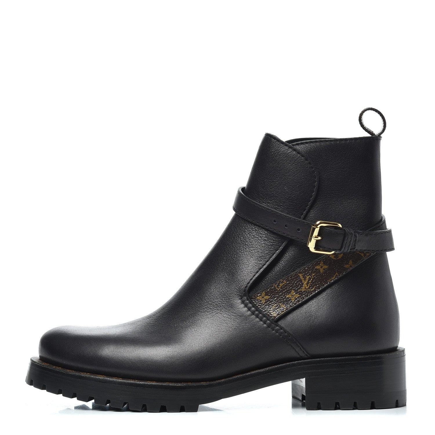 Louis Vuitton Calfskin Monogram Discovery Flat Ankle Boots 36 Black 1 of 12