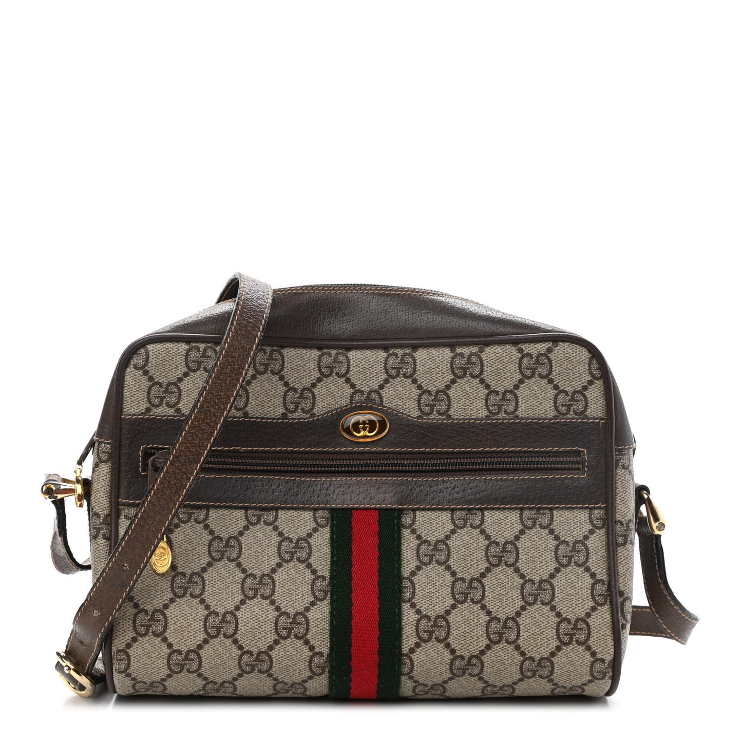 GG Supreme Monogram Web Crossbody Bag Brown