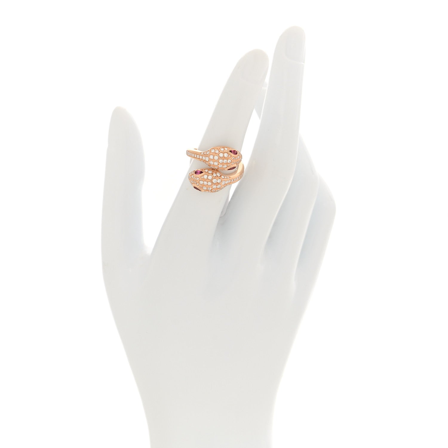 Bulgari 18K Rose Gold Diamond Rubellite Serpenti Seduttori Ring 50 5.5 2 of 5