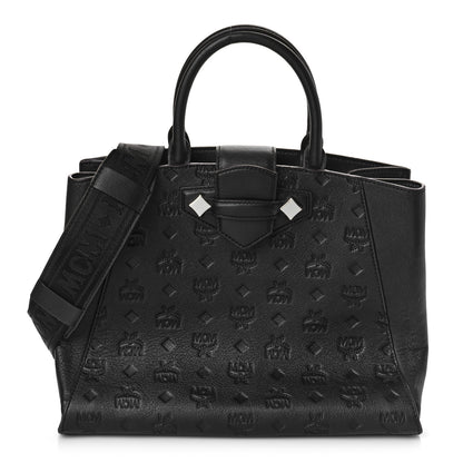 MCM Calfskin Ottomar Monogram Medium Essential Tote Black 1 of 8