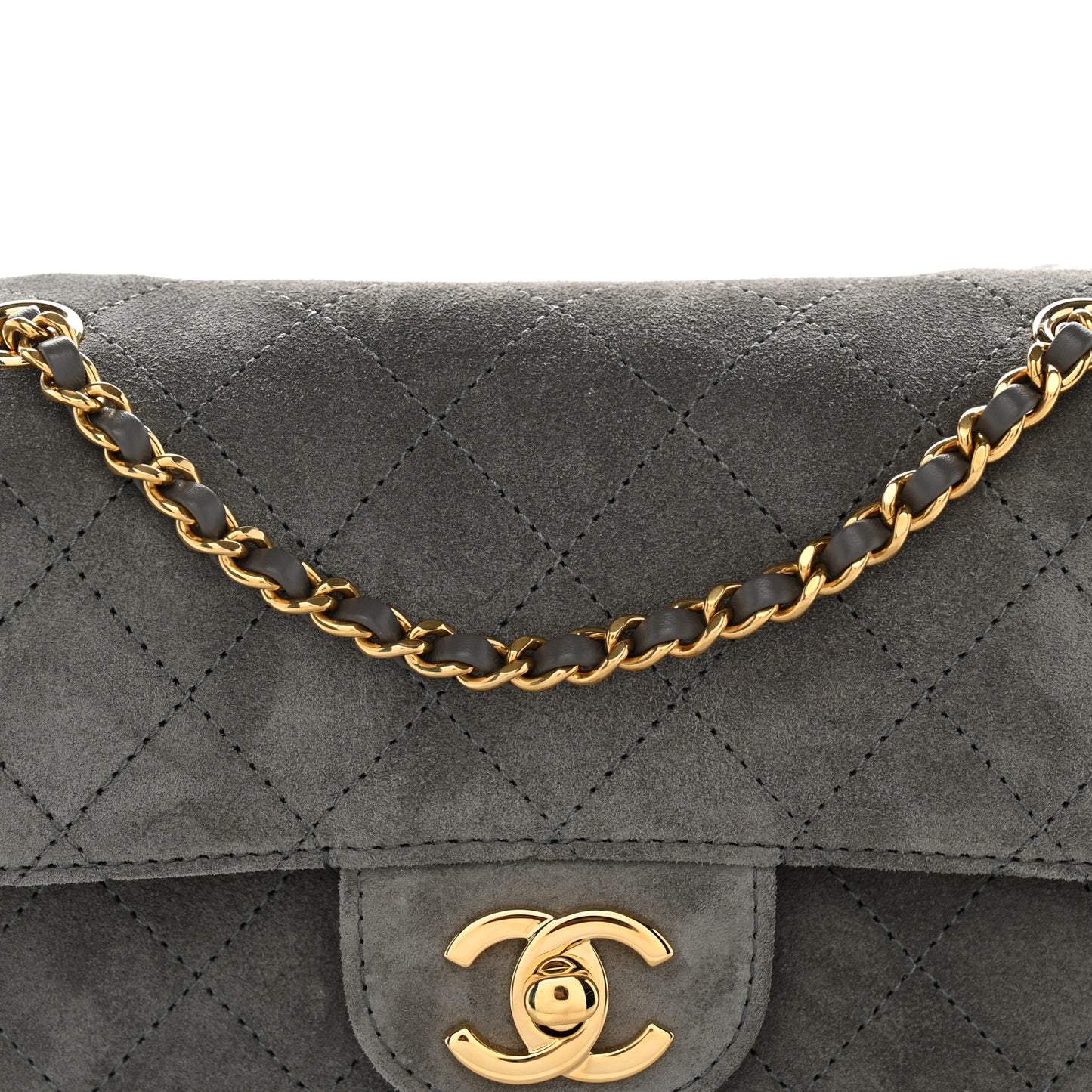 Suede Calfskin Mini Souplissimo Flap Dark Grey