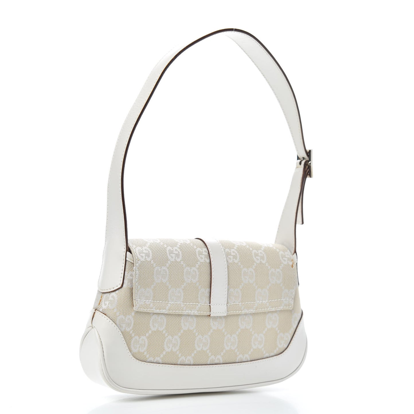 Monogram Small Jackie O Flap Hobo White