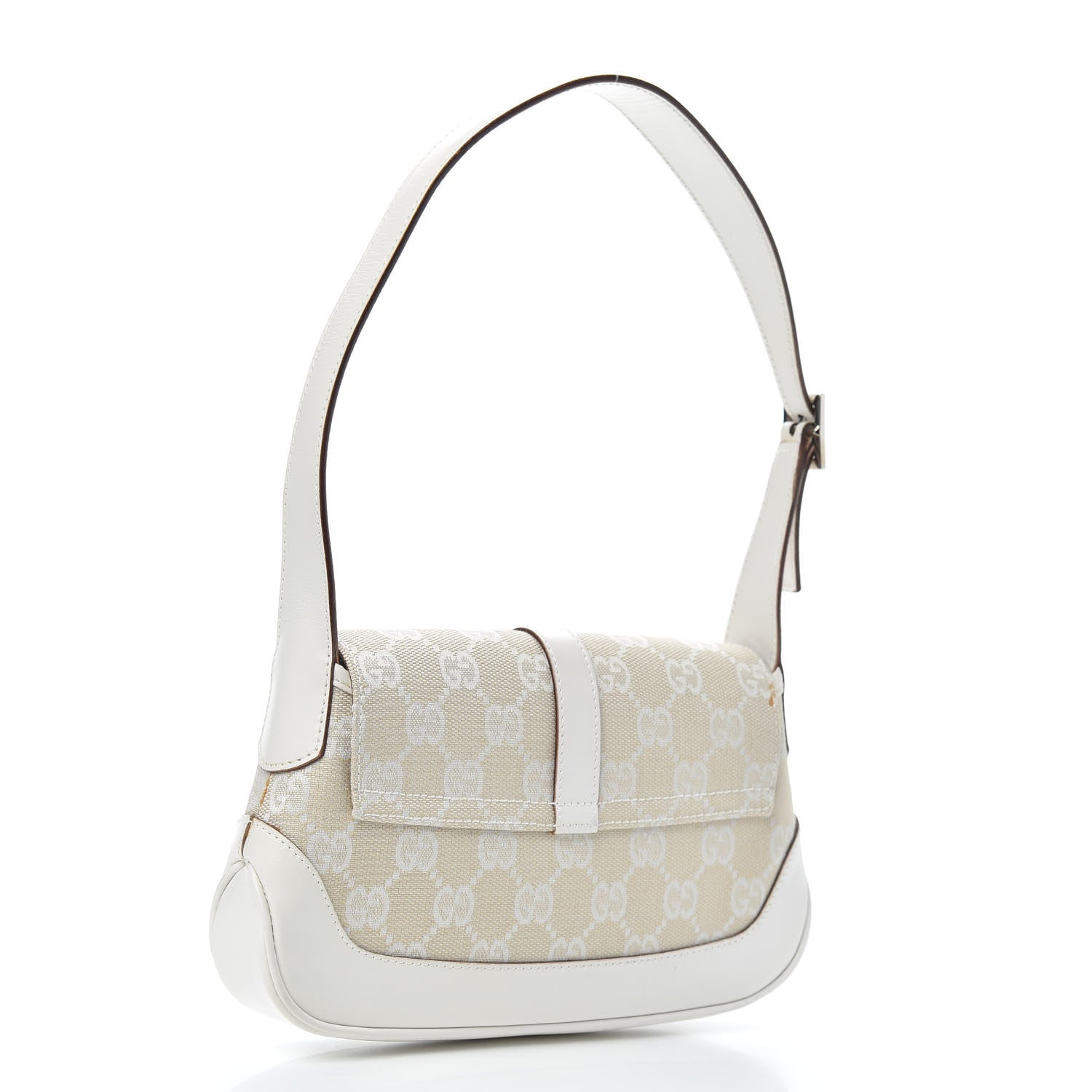 Gucci Monogram Small Jackie O Flap Hobo White 3 of 14