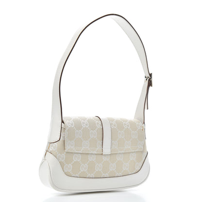 Gucci Monogram Small Jackie O Flap Hobo White 3 of 14
