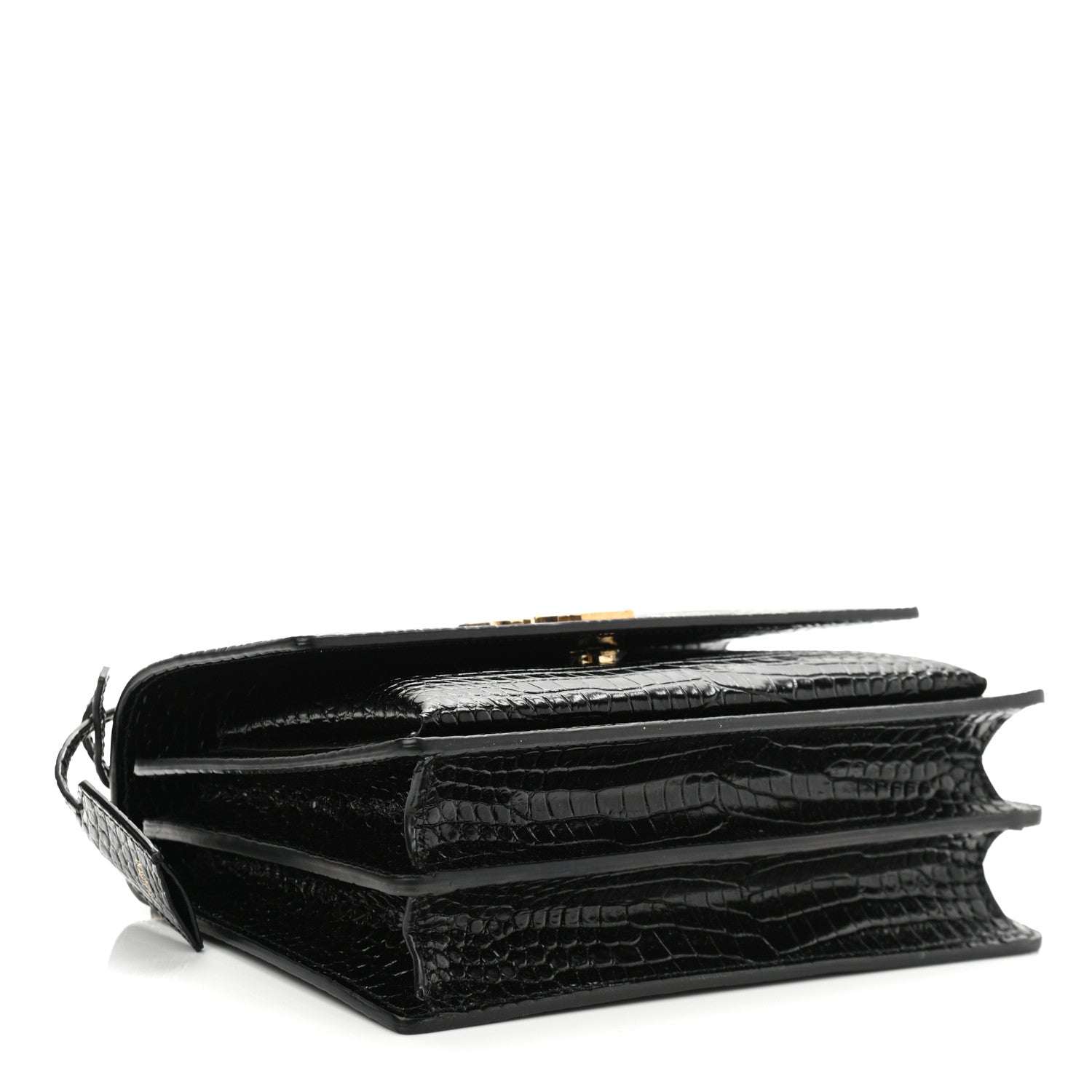 Saint Laurent Calfskin Crocodile Embossed Medium Monogram Sunset Black 4 of 11