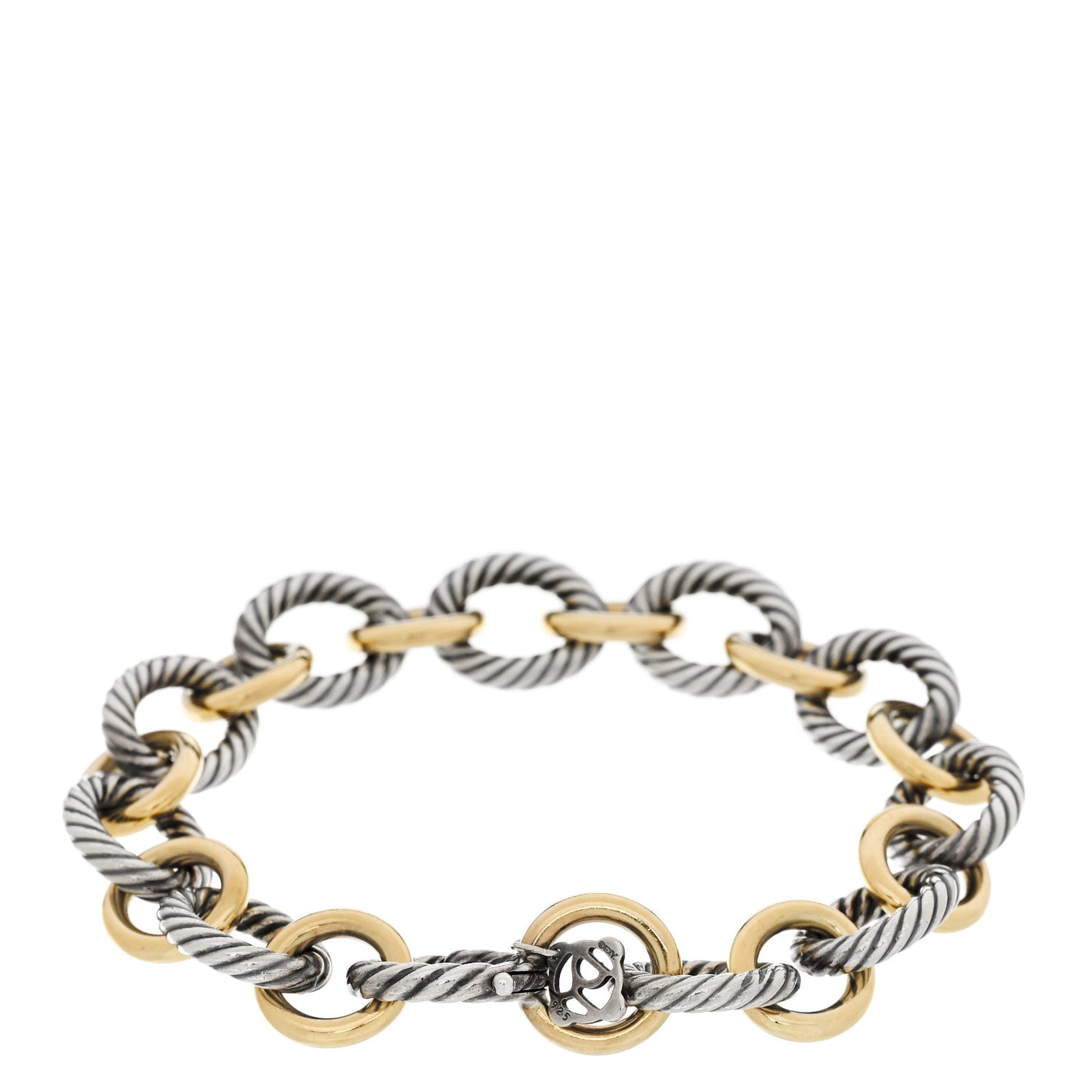 Sterling Silver 18K Yellow Gold 12mm Large Oval Link Bracelet