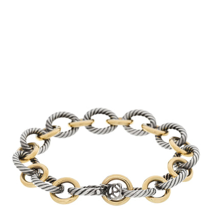 David Yurman Sterling Silver 18K Yellow Gold 12mm Large Oval Link Bracelet 2 of 5