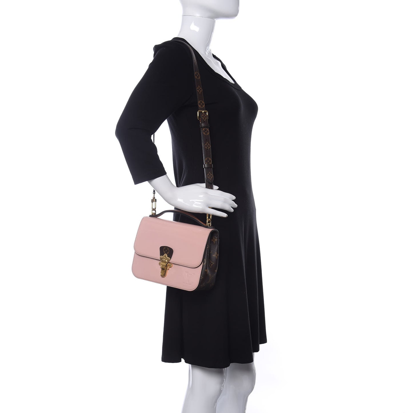 Patent Calfskin Monogram Cherrywood BB Rose Ballerine