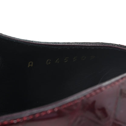 Chanel Crocodile Embossed Patent Grosgrain Cap Toe CC Slingback Pumps 37.5 Dark Burgundy Black 9 of 10