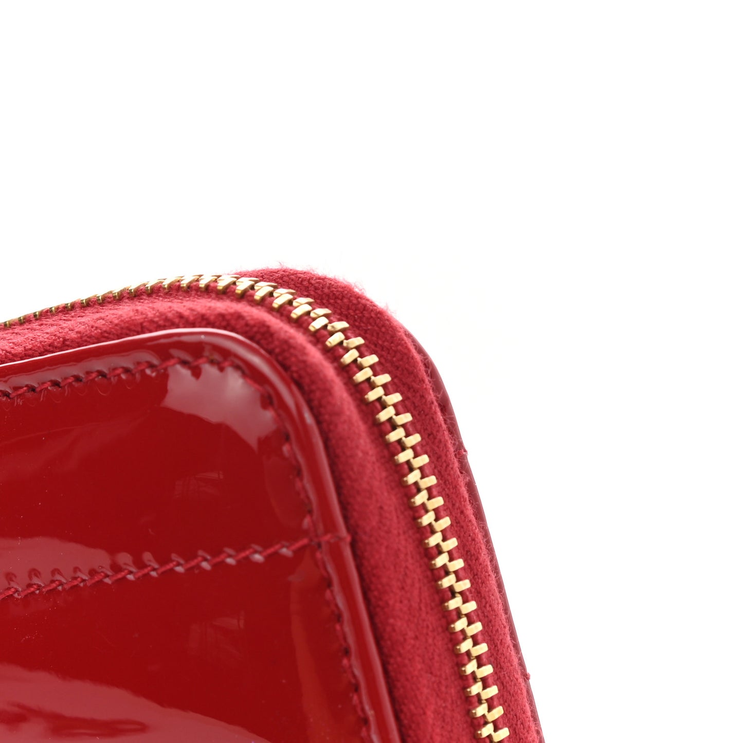 Patent Calfskin Matelasse Monogram Vicky Zip Around Wallet Red