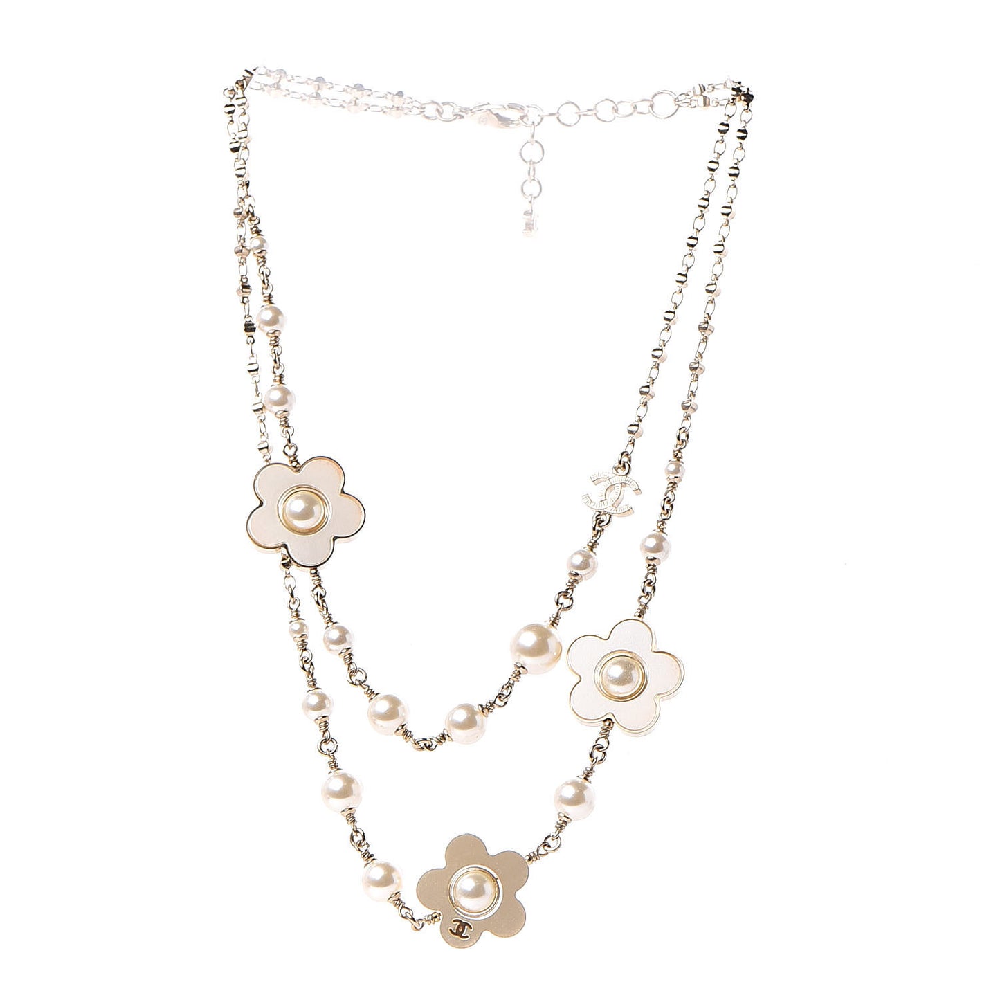 Pearl Flower CC Necklace Gold