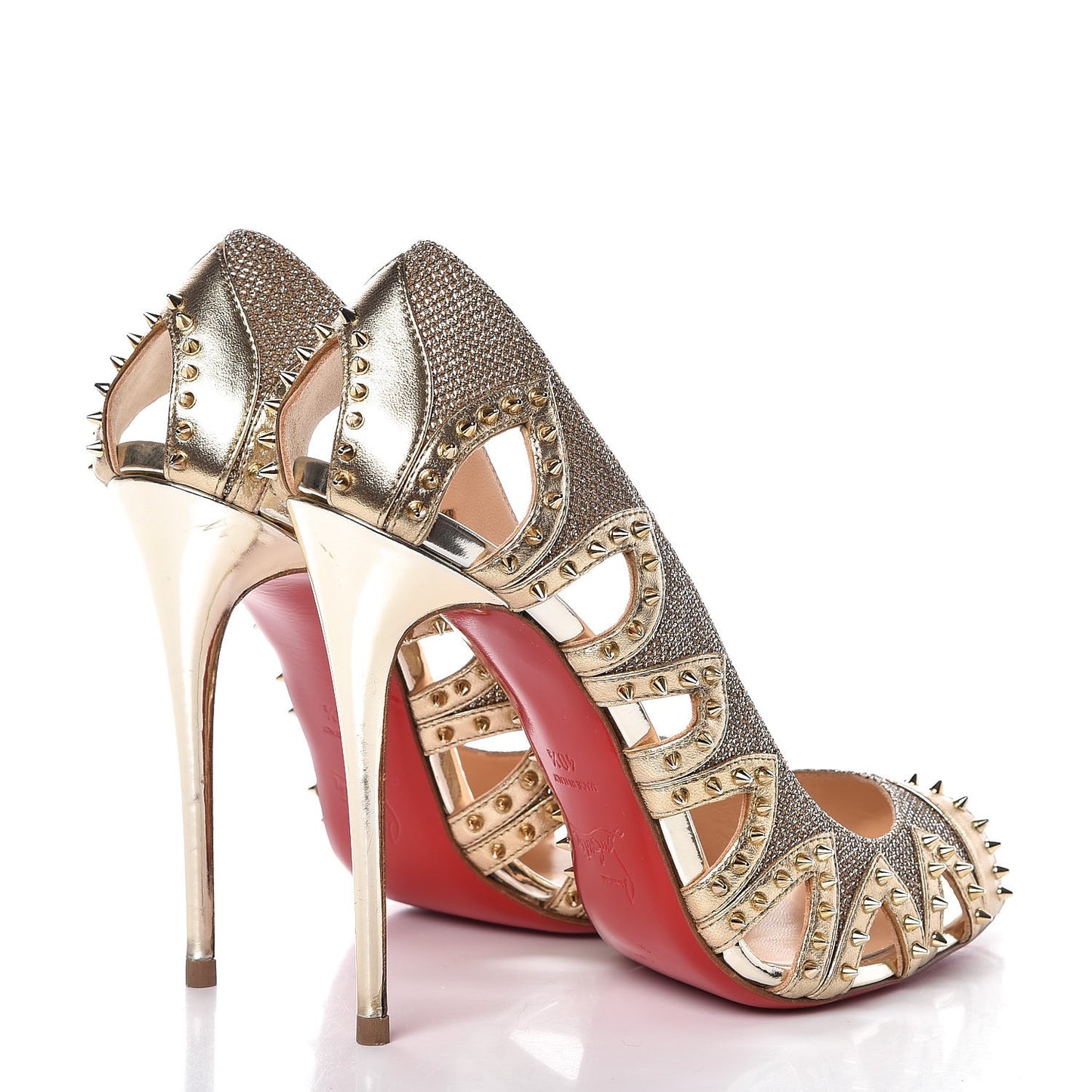Glitter Silk Nappa Spiked Circus City 120 Pumps Gold