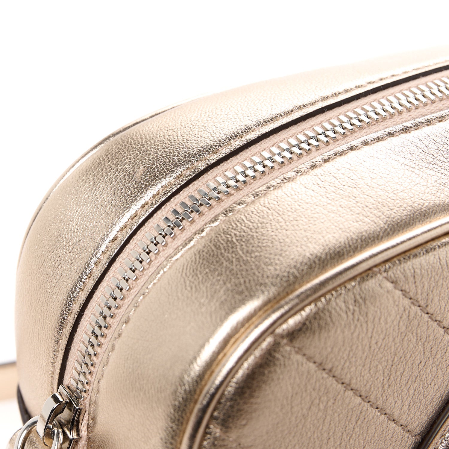 Gucci Metallic Sakai Be Green Calfskin Diagonal Stitched Small Blondie Shoulder Bag Golden Beige 13 of 13