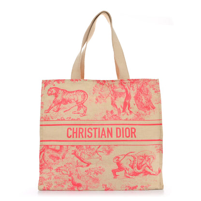 Christian Dior Straw Dioriviera Tote Pink 1 of 10