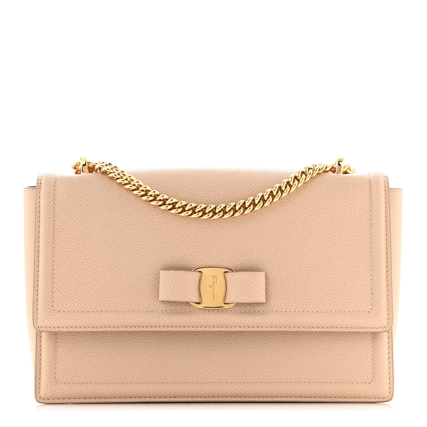 Printed Calfskin Ginny Shoulder Bag Beige