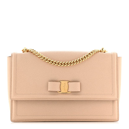 Salvatore Ferragamo Printed Calfskin Ginny Shoulder Bag Beige 1 of 10