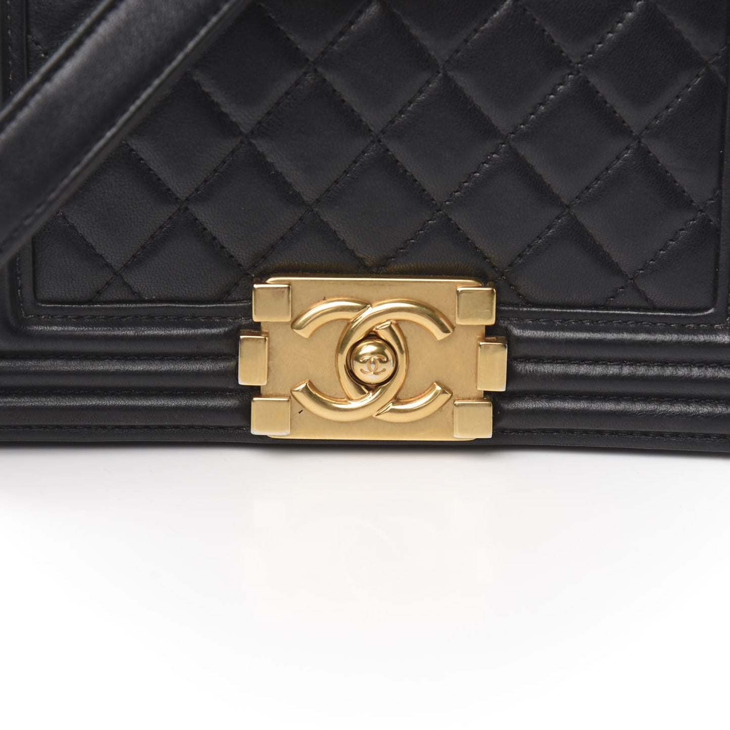 Lambskin Quilted Small Boy Flap Black