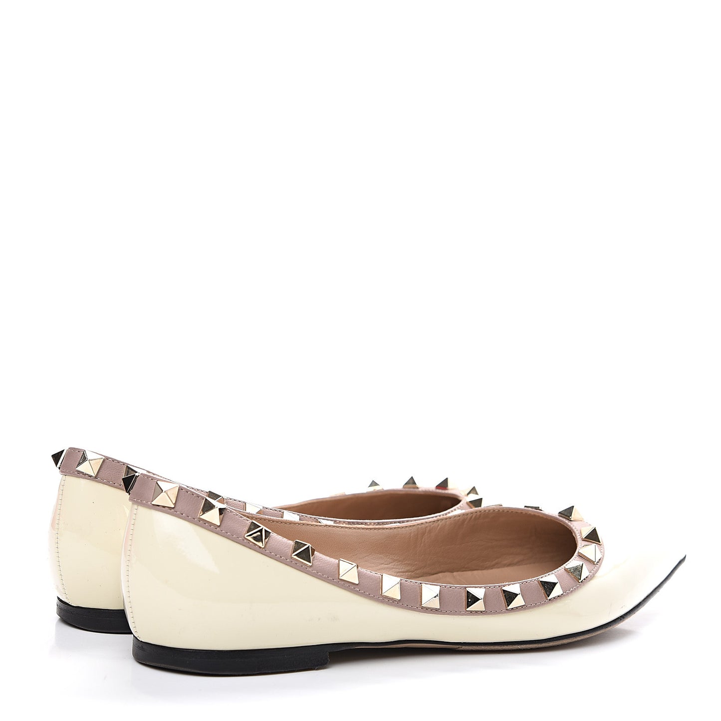 Patent Rockstud Ballerina Flats 35.5 Ivory Poudre