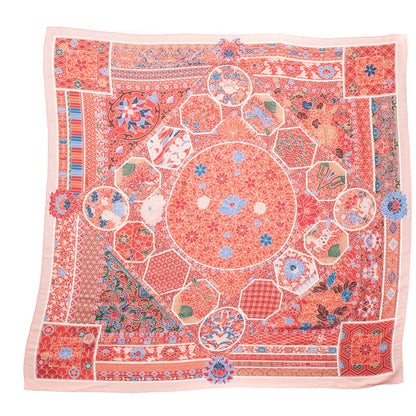 Hermes Cashmere Silk Collections Imperiales Shawl 140 Rosepale Corail Bleu 1 of 5
