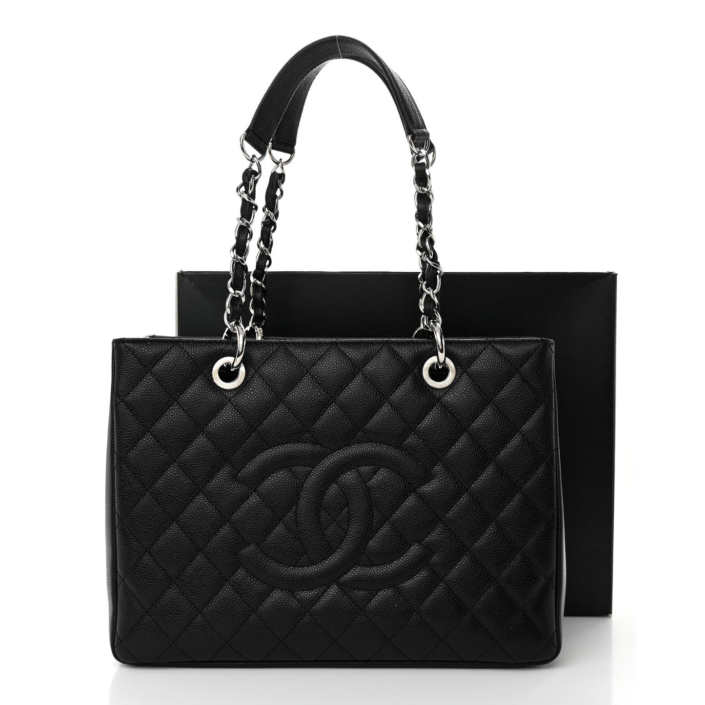 Caviar Quilted Grand Shopping Tote GST Black