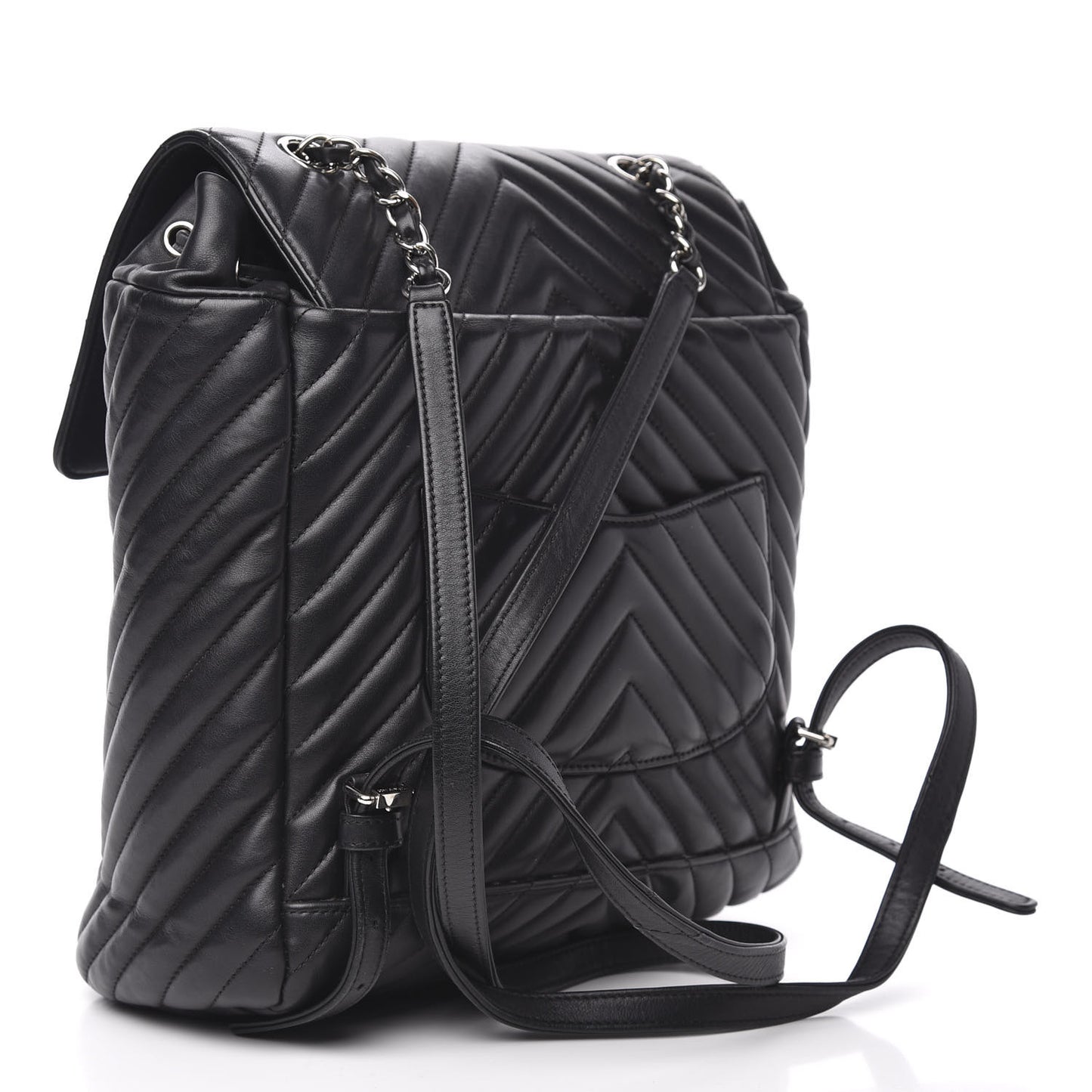Calfskin Chevron Quilted Large Urban Spirit Backpack Black