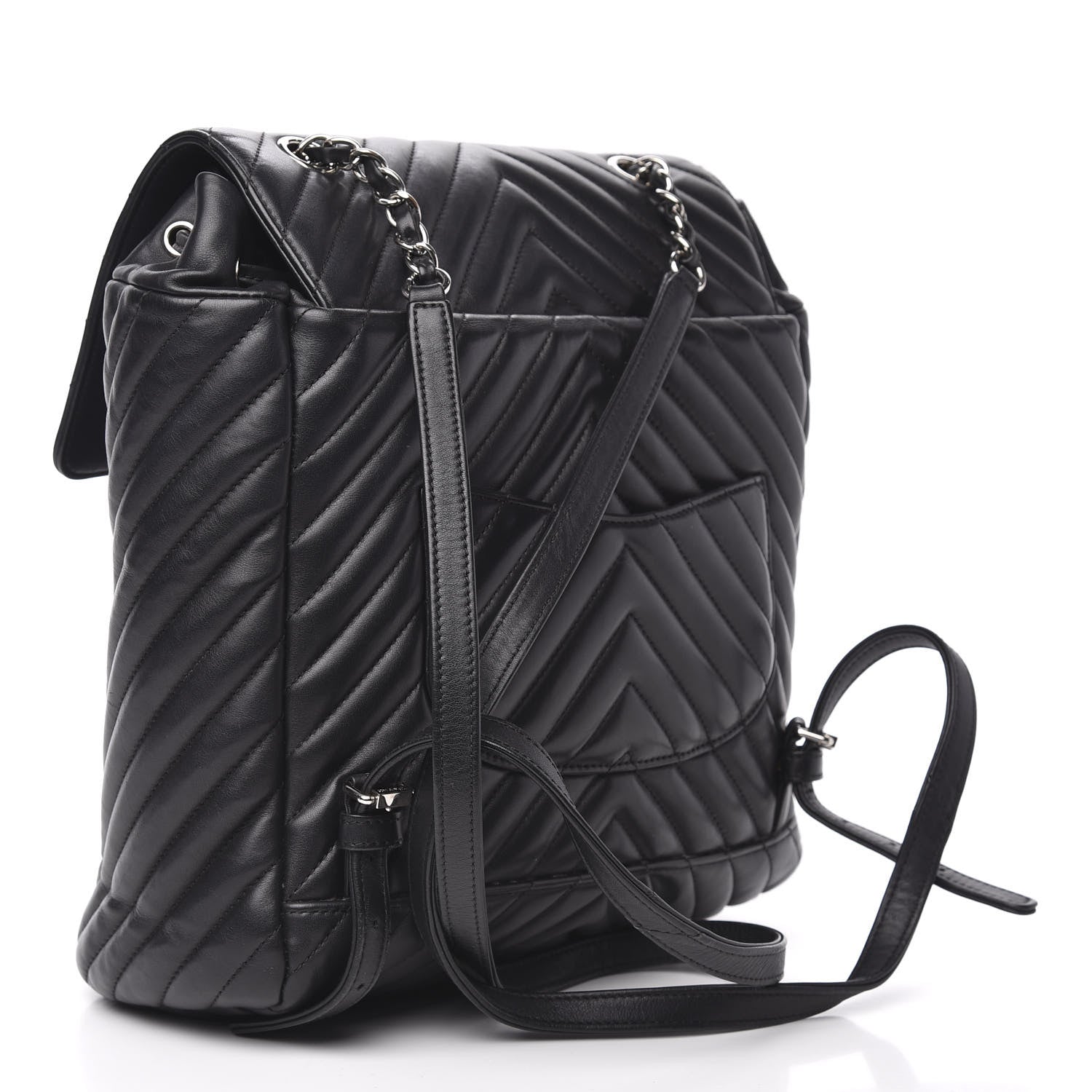 Chanel Calfskin Chevron Quilted Large Urban Spirit Backpack Black 2 of 11