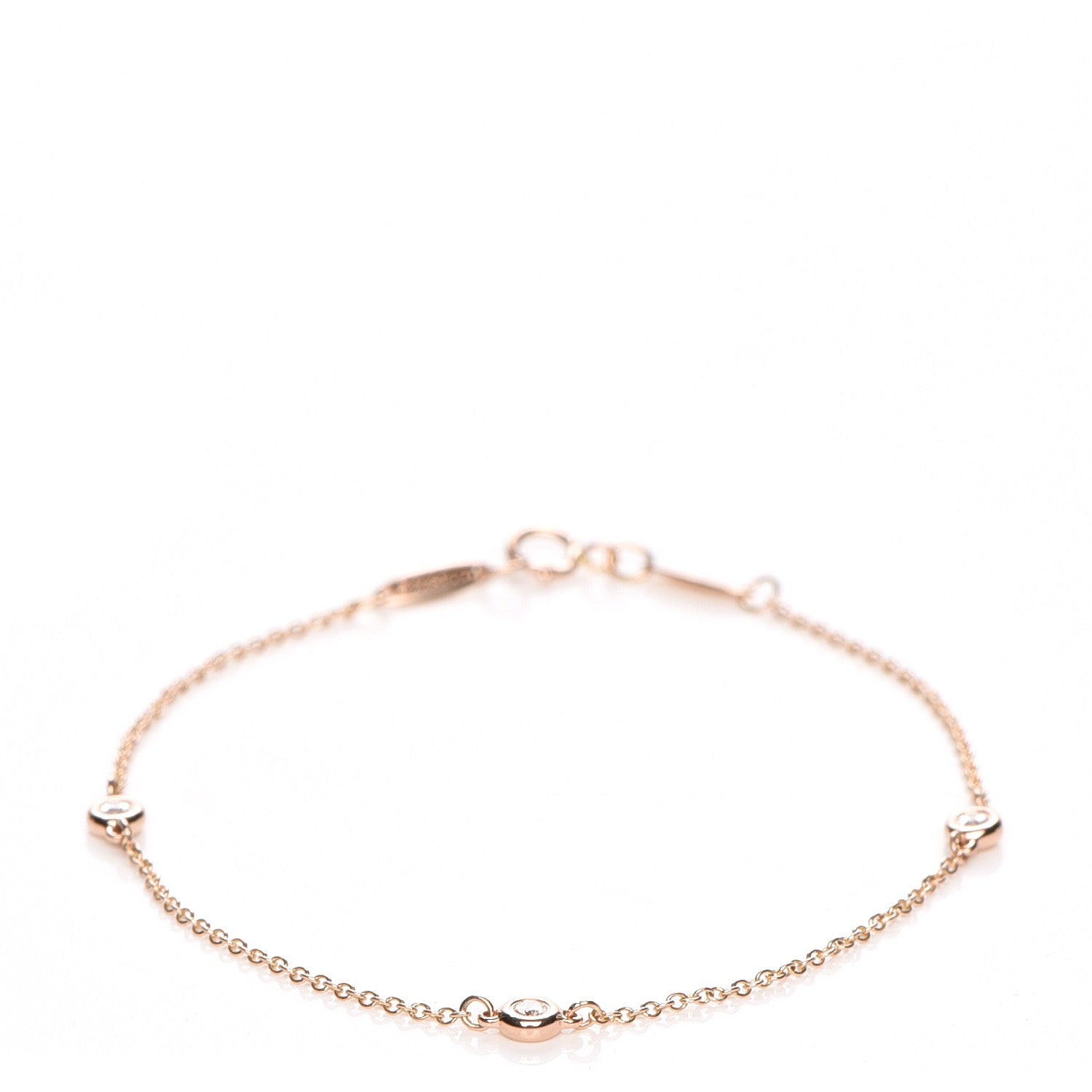Tiffany 18K Rose Gold Diamond .09ctw Elsa Peretti Diamonds by the Yard Bracelet 1 of 12