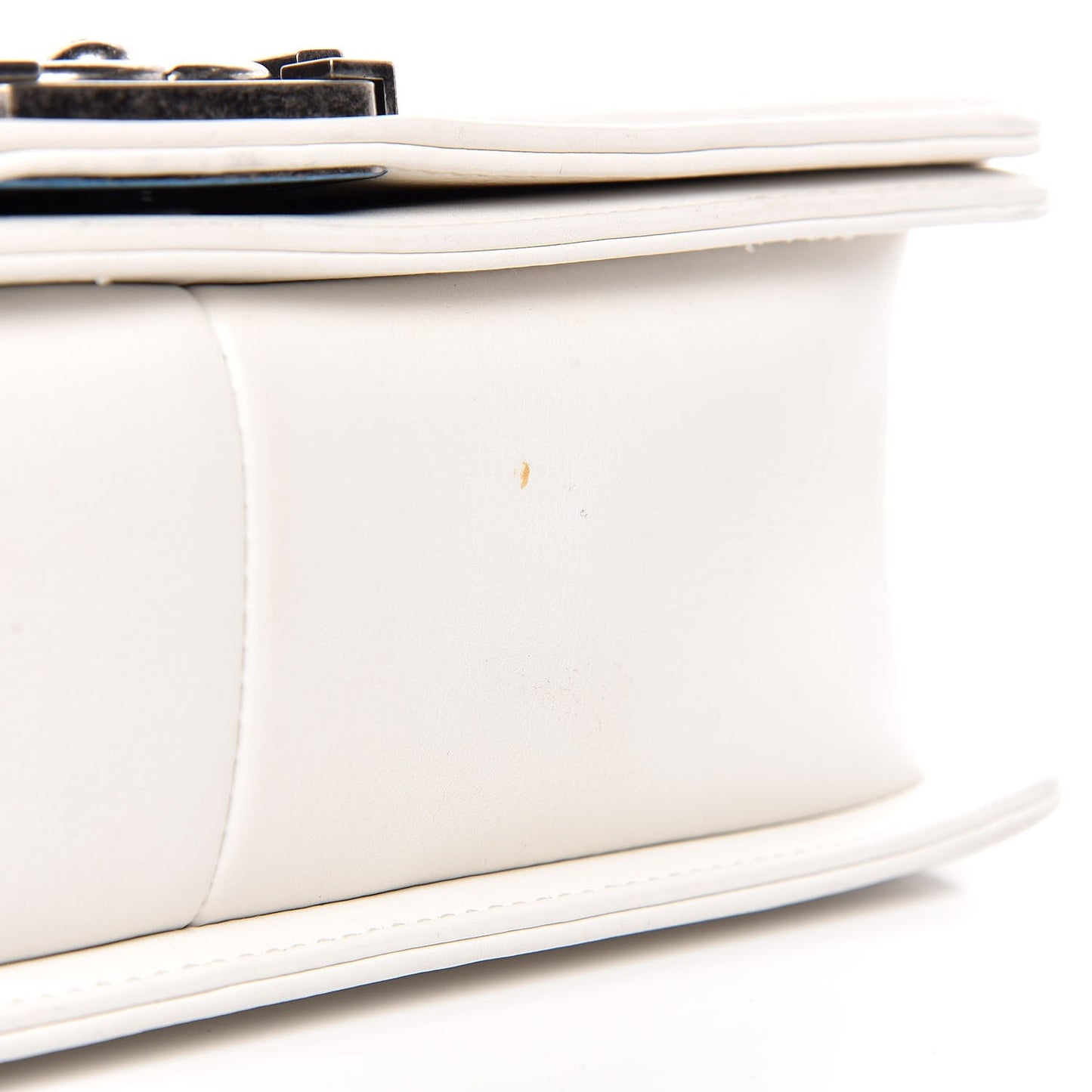 Calfskin Double Stitch Medium Boy Flap White