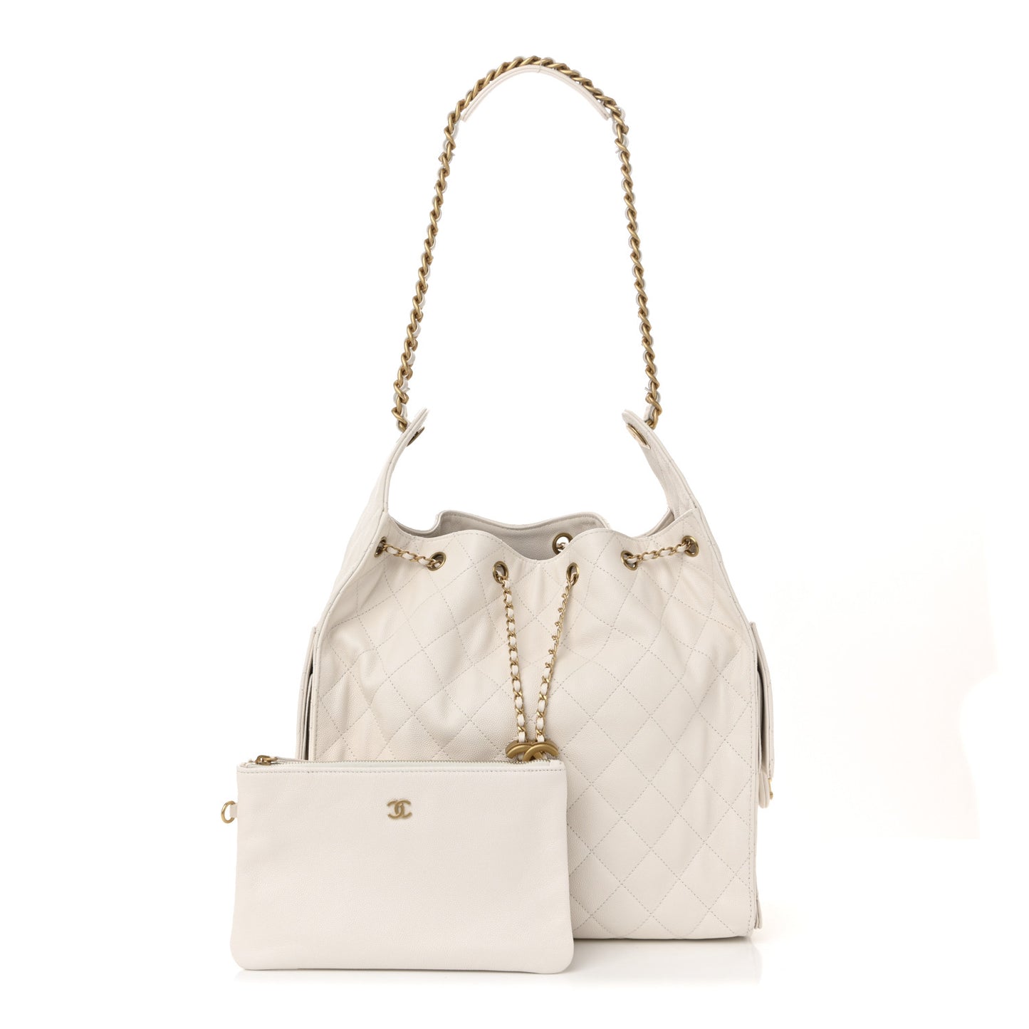 Caviar Quilted Medium Chanel 25 Handbag White