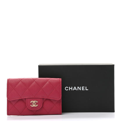 Chanel Caviar Quilted Flap Card Holder Wallet Dark Pink 11 of 11
