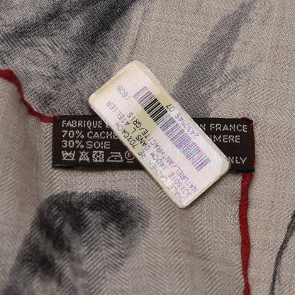 Hermes Cashmere Silk Dans L'atelier de Robert Dallet Shawl 140 Naturel Anthracite Gris 6 of 6