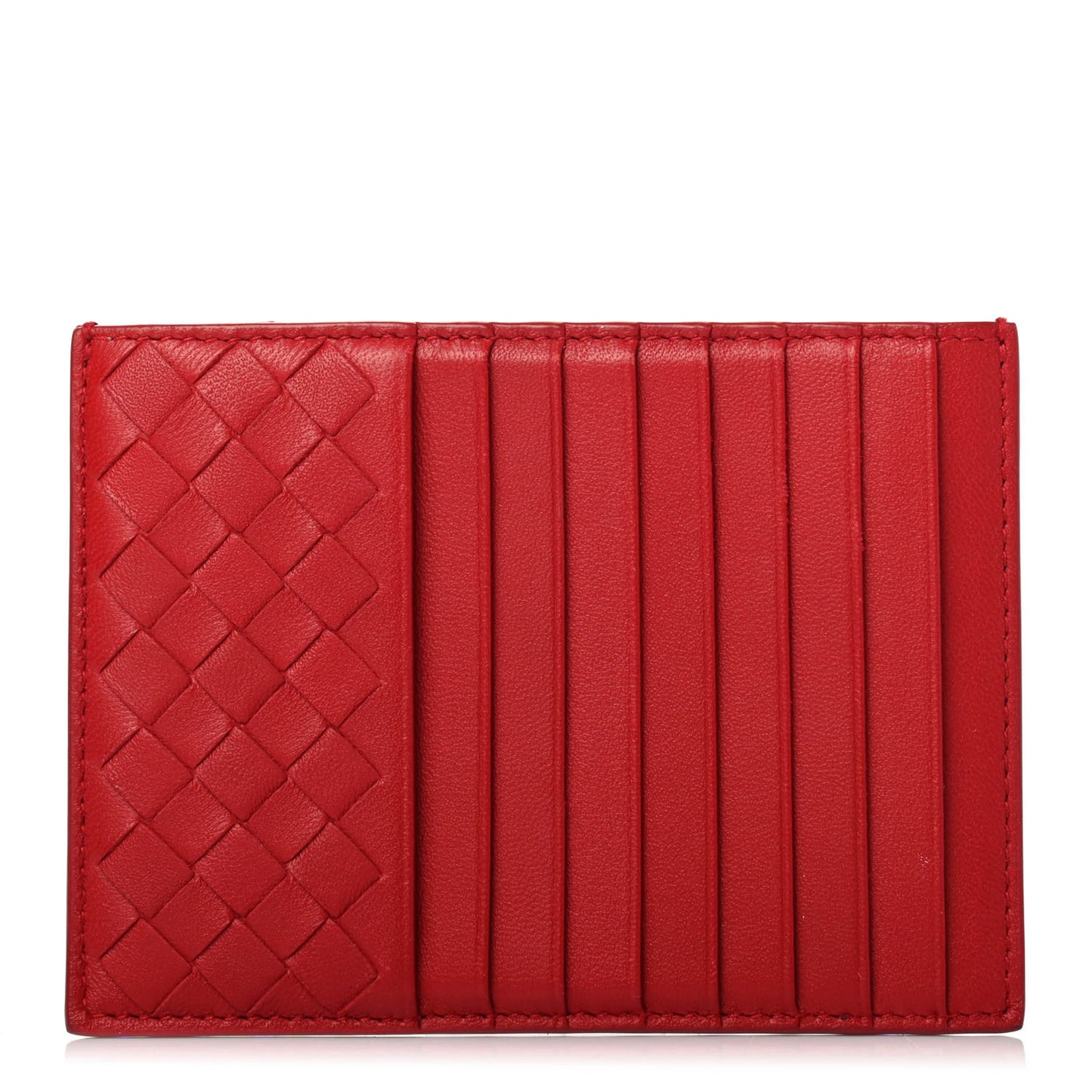 Nappa Intrecciato Card Case Red