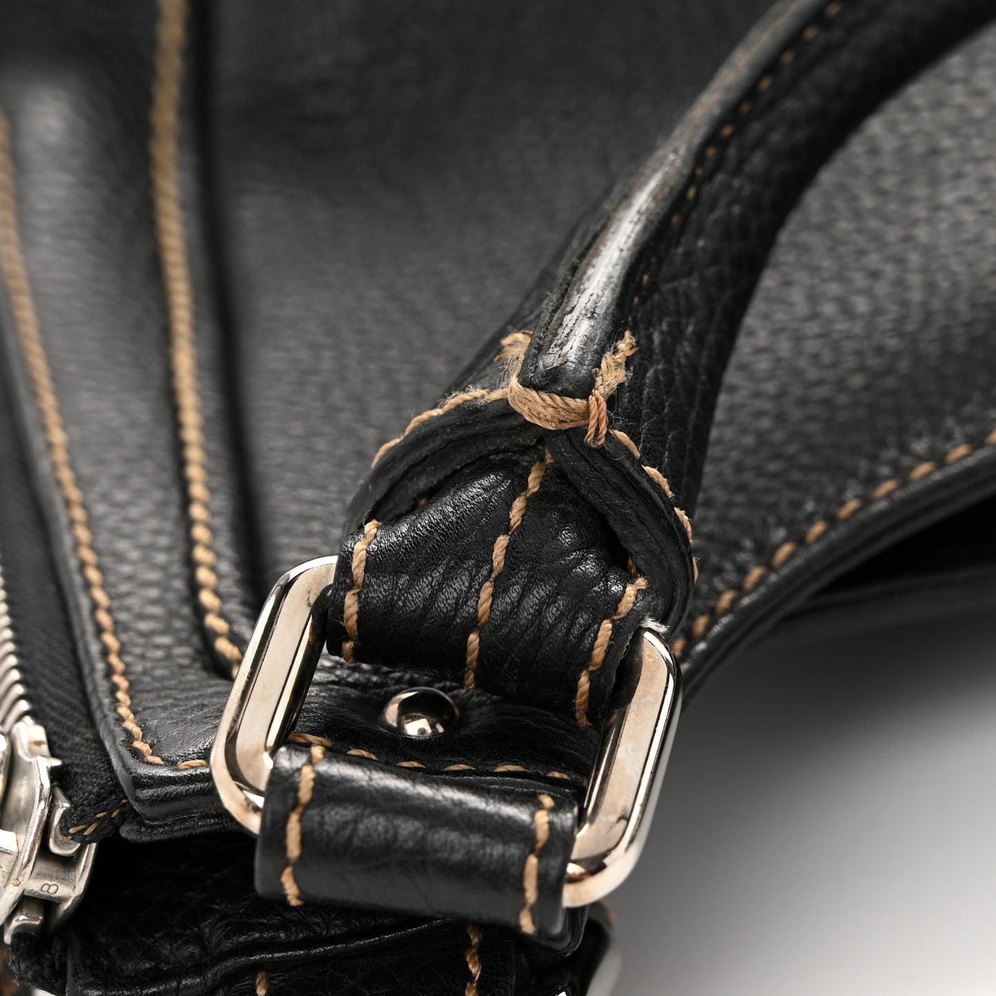 Grained Calfskin Tassel Hobo Black