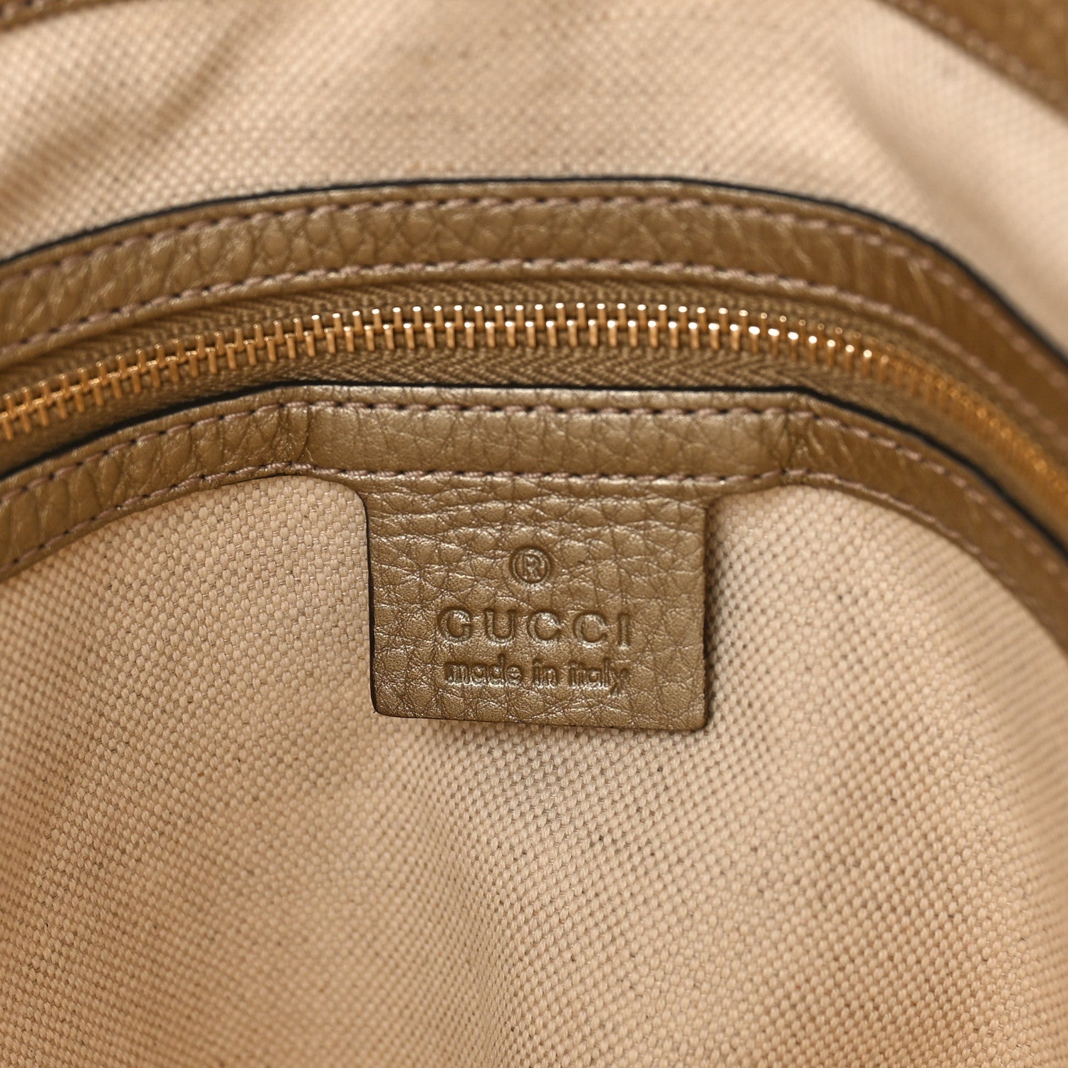 Gucci I Monogram Cellarius Calfskin Large Bella Top Handle Bag Gold 6 of 9