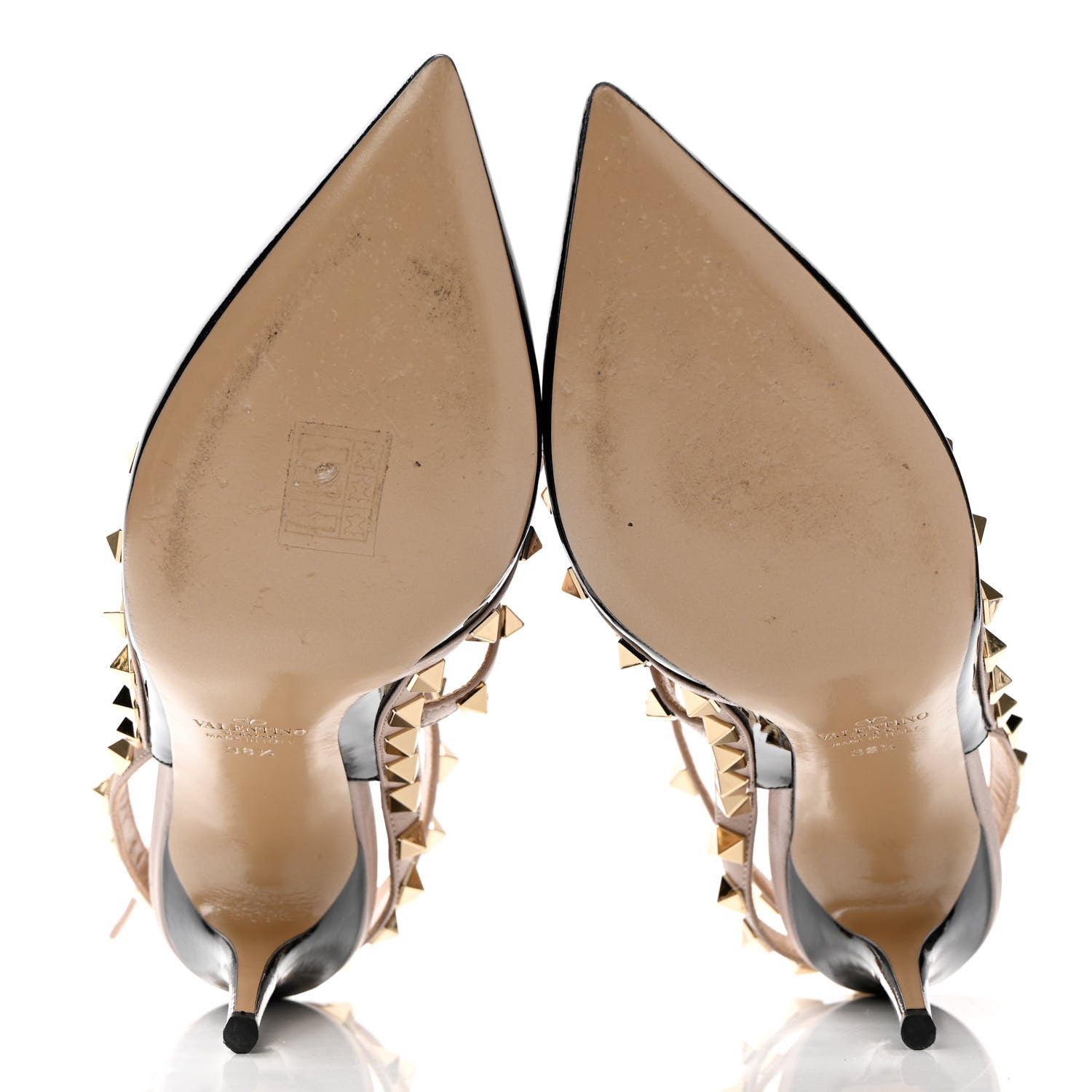 Valentino Garavani Patent Nappa Rockstud Ankle Strap 100mm Pumps 38.5 Black Poudre 5 of 10