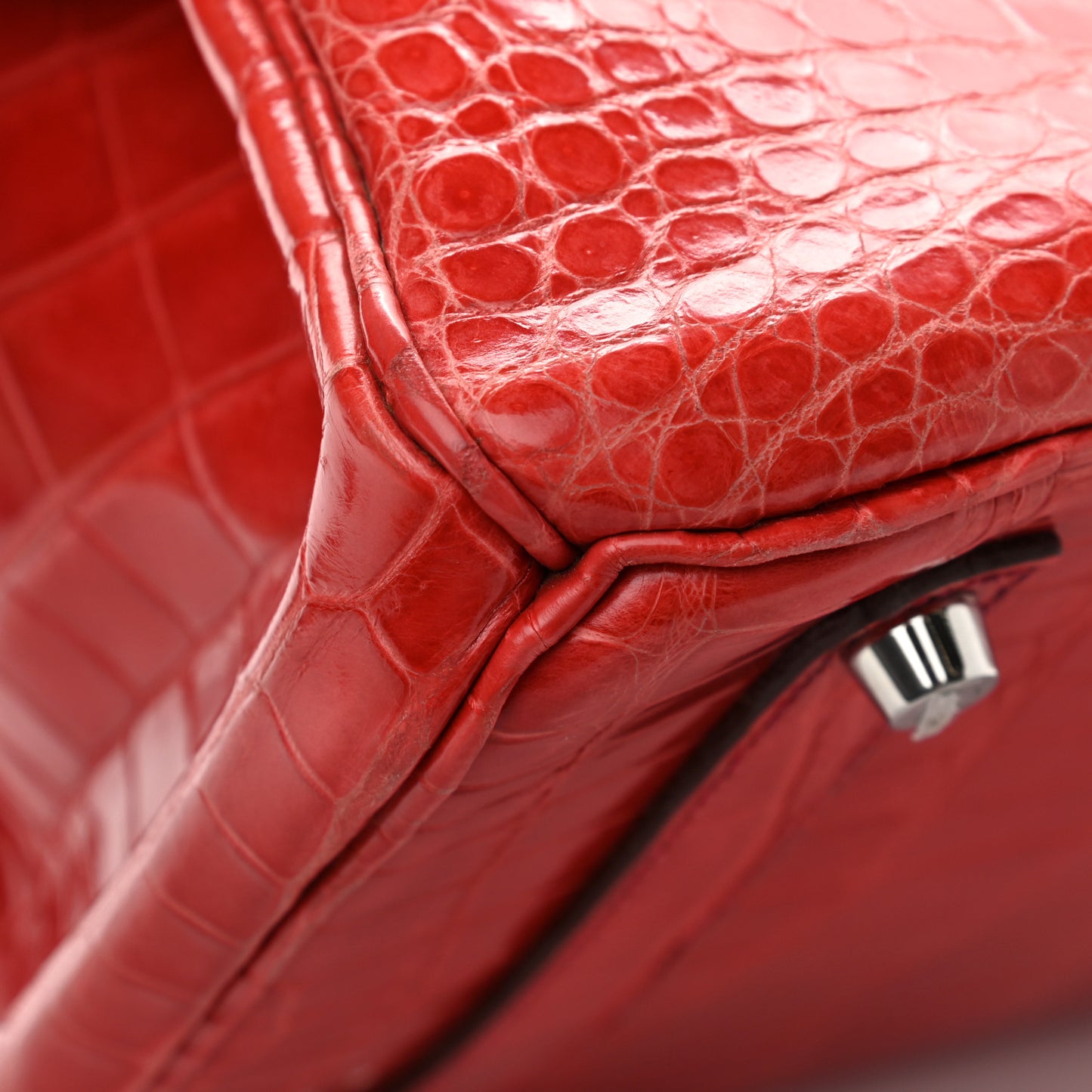 Shiny Porosus Crocodile Birkin 35 Bougainvillea